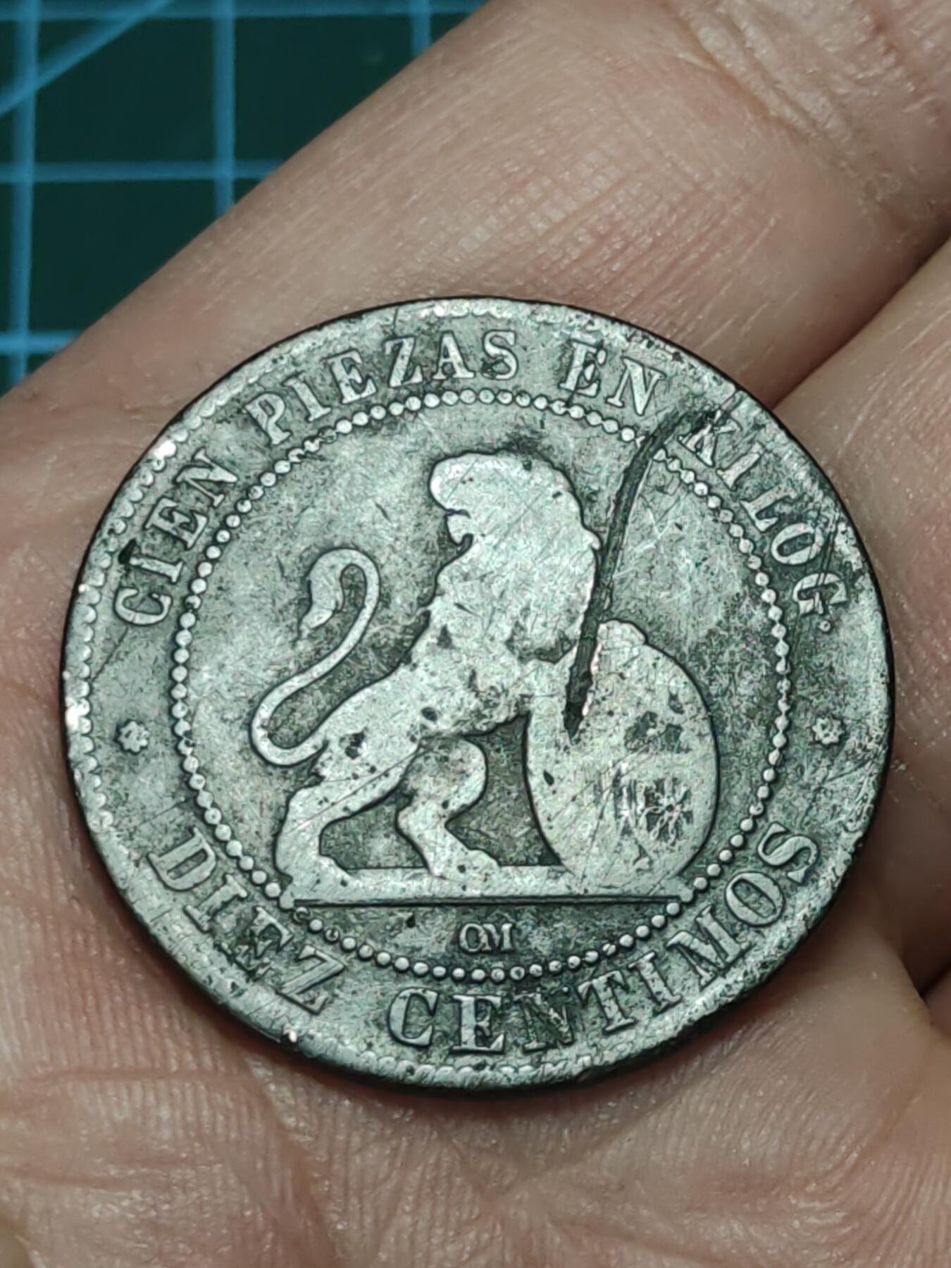 2026年第三十八场(总第二百零七场）外国好品散币场(免佣金) 西班牙1870单年份10分(临时政府时期，OM标八角星，巴塞罗那造)