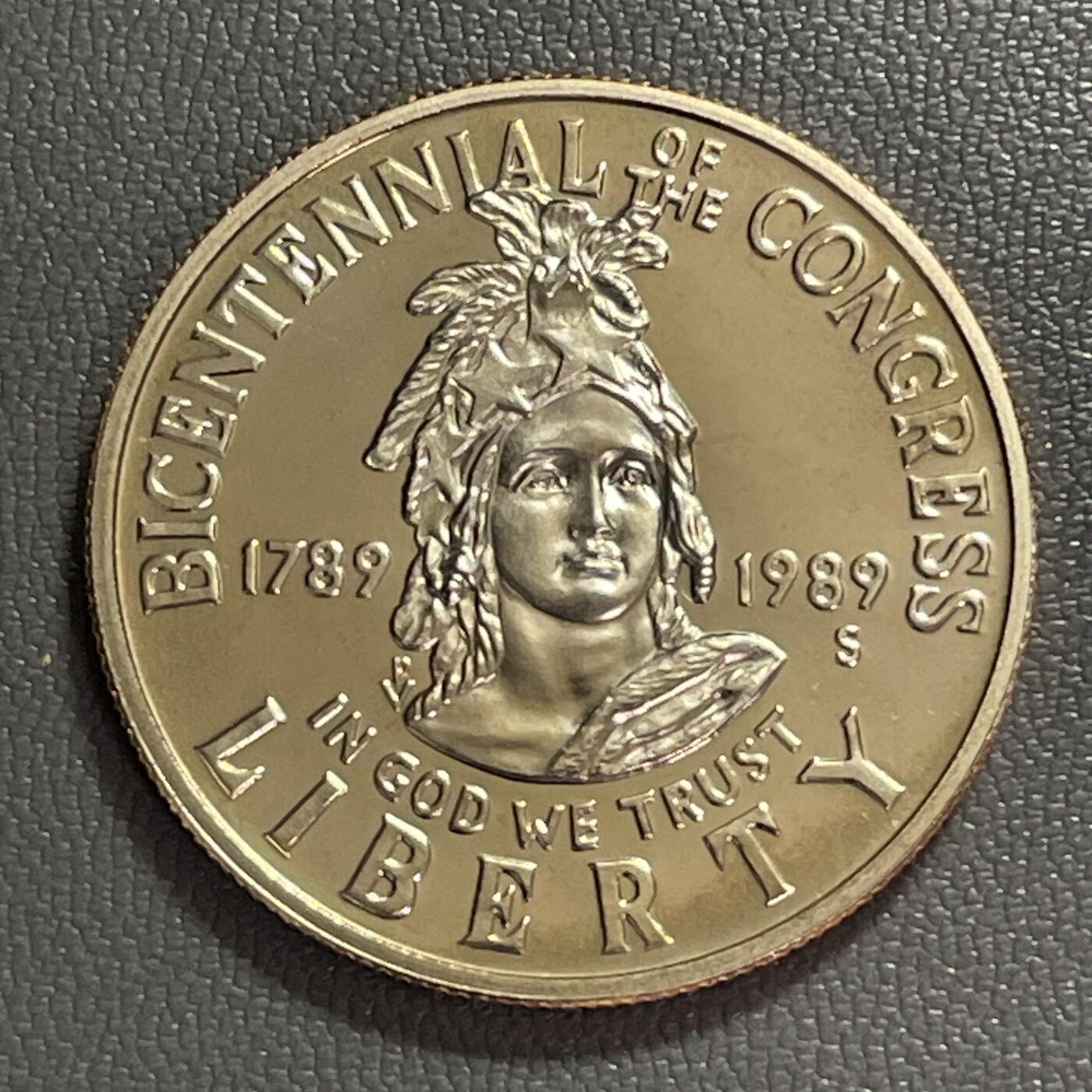 回流0328  美国1989年半圆 国会二百周年纪念币（S厂精制版）
