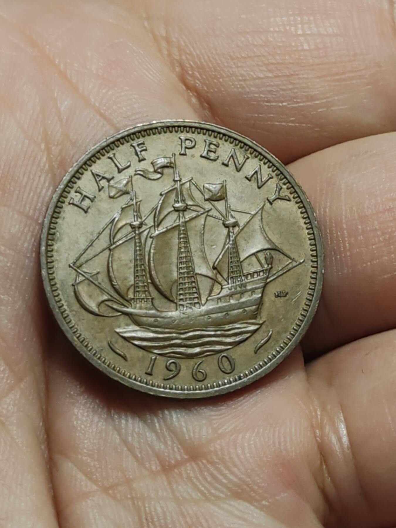 2026年第三十八场(总第二百零七场）外国好品散币场(免佣金) 英国🇬🇧1960年半便士(伊丽莎白二世青年桂冠第二版)