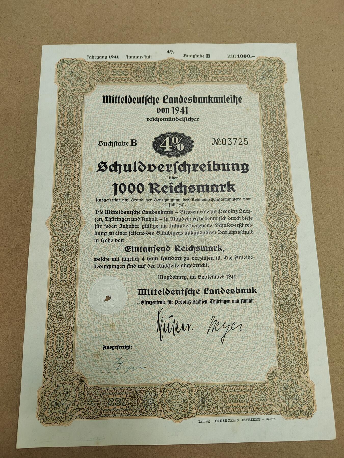 PCAI钱币  28-790 钱币证章邮票小专场 德国早期二战之前的公债或股票