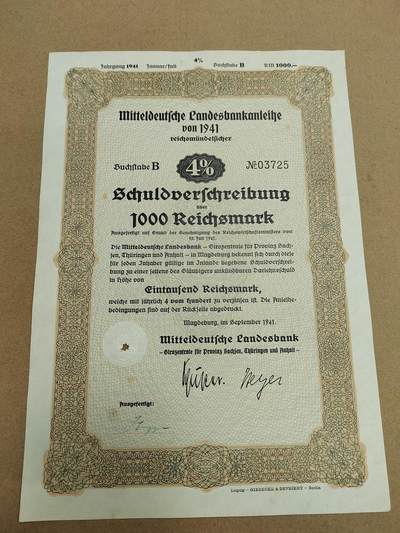 PCAI钱币  28-790 钱币证章邮票小专场 - 德国早期二战之前的公债或股票