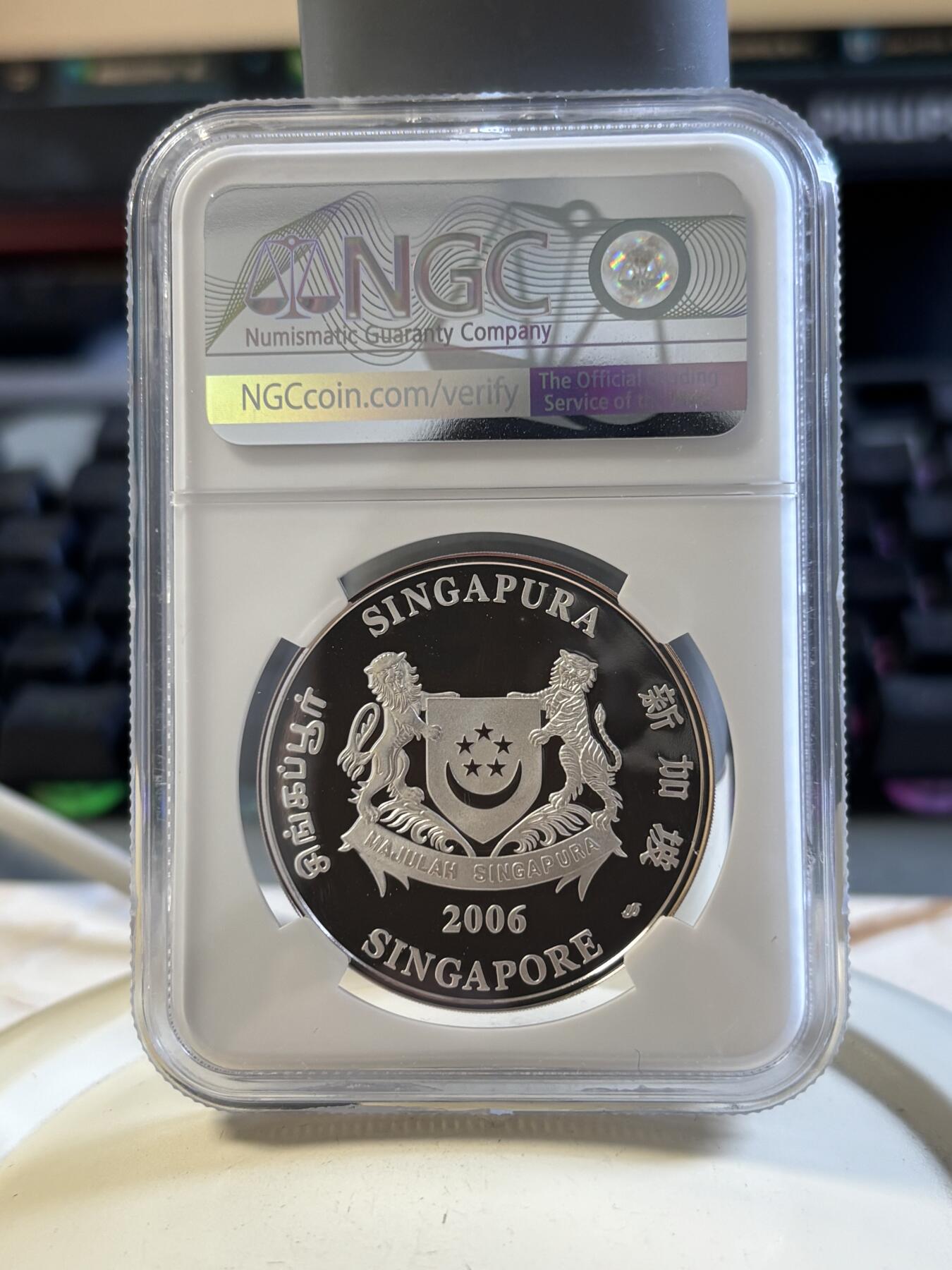 第194期拍卖 新加坡2006年花卉系列彩色1盎司纪念银币2枚套NGC-PF69,999银，1盎司*2