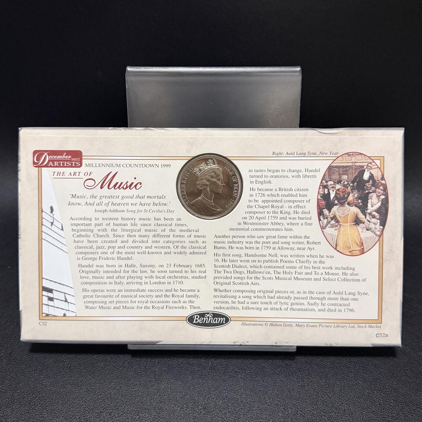 ＜星葵🌻钱币社＞第72期·东奔西走的硬币·3月31日发货 〈邮币封〉马恩岛1996年《友谊地久天长》罗伯特·伯恩斯逝世200周年1克朗纪念币