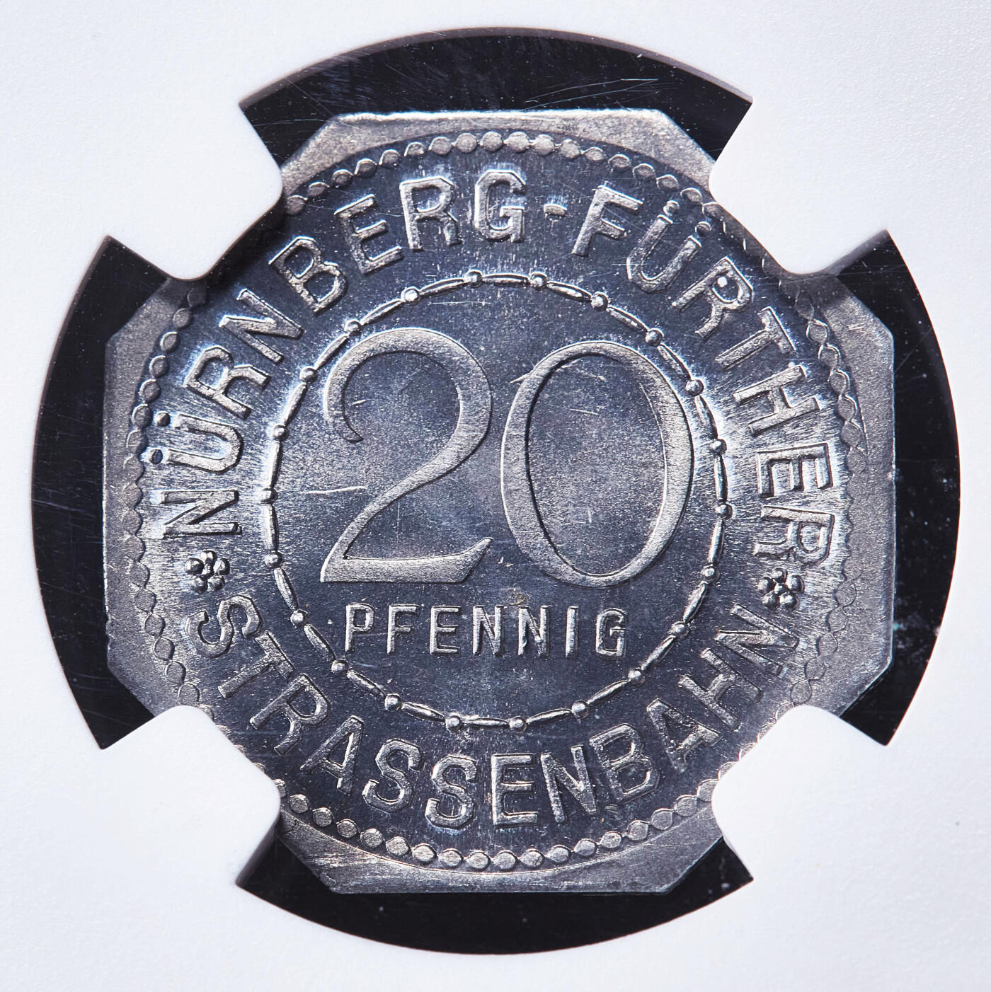 【俄甄集藏】2026年(050)04-01星期三 晚 19:30 全场包邮 德国1920年紧急时期纽伦堡-菲尔特20芬尼动物园北极熊代用铝币，NGC MS66，顶级品相，保存难得