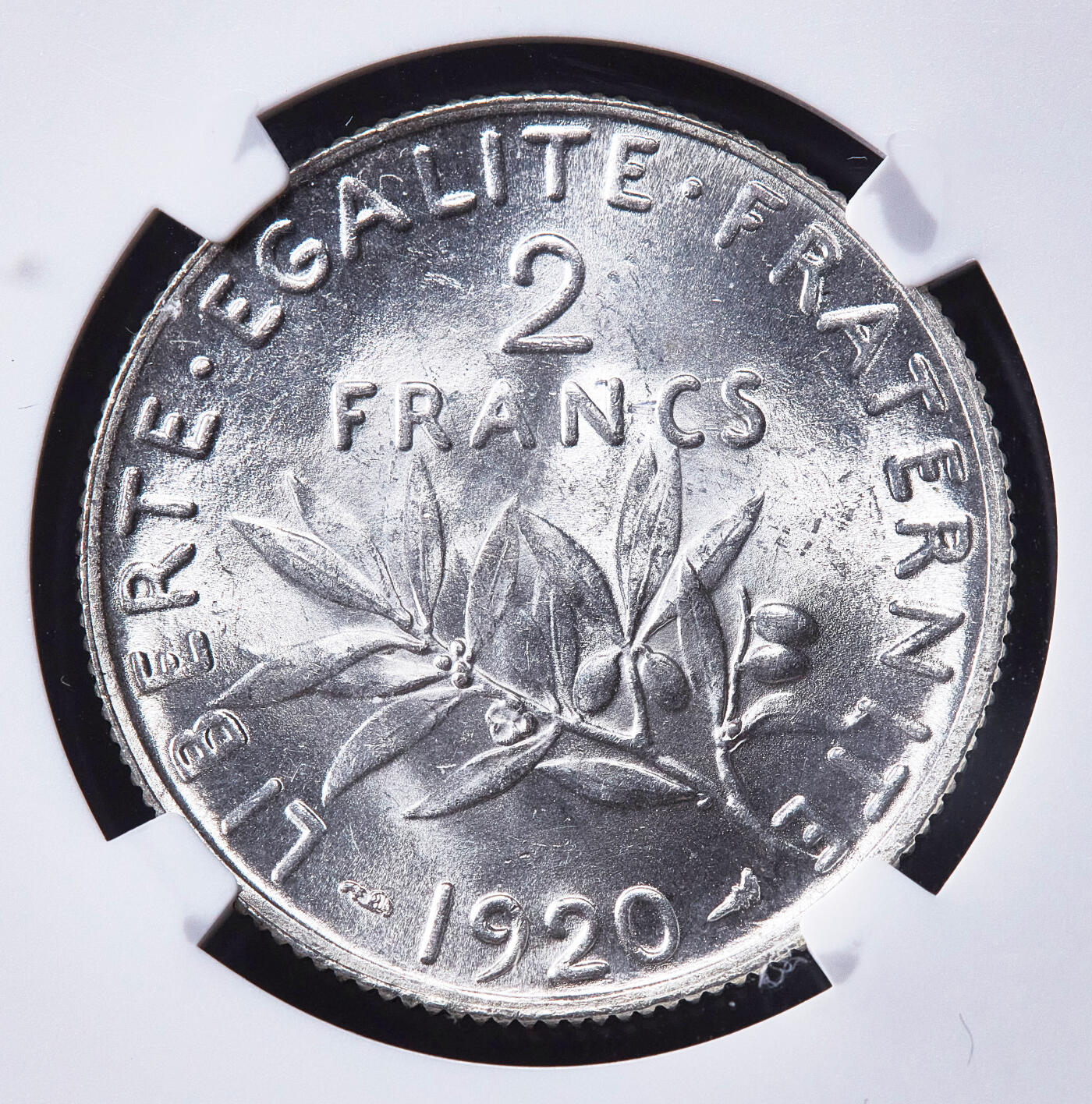 【俄甄集藏】2026年(050)04-01星期三 晚 19:30 全场包邮 法国1920年播种女神2法郎银币，NGC MS63，转光品相