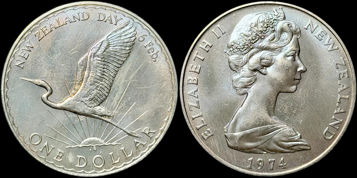 ＜星葵🌻钱币社＞第72期·东奔西走的硬币·3月31日发货 新西兰1974年新西兰日1元克朗型纪念币