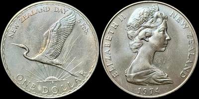 ＜星葵🌻钱币社＞第72期·东奔西走的硬币·3月31日发货 - 新西兰1974年新西兰日1元克朗型纪念币