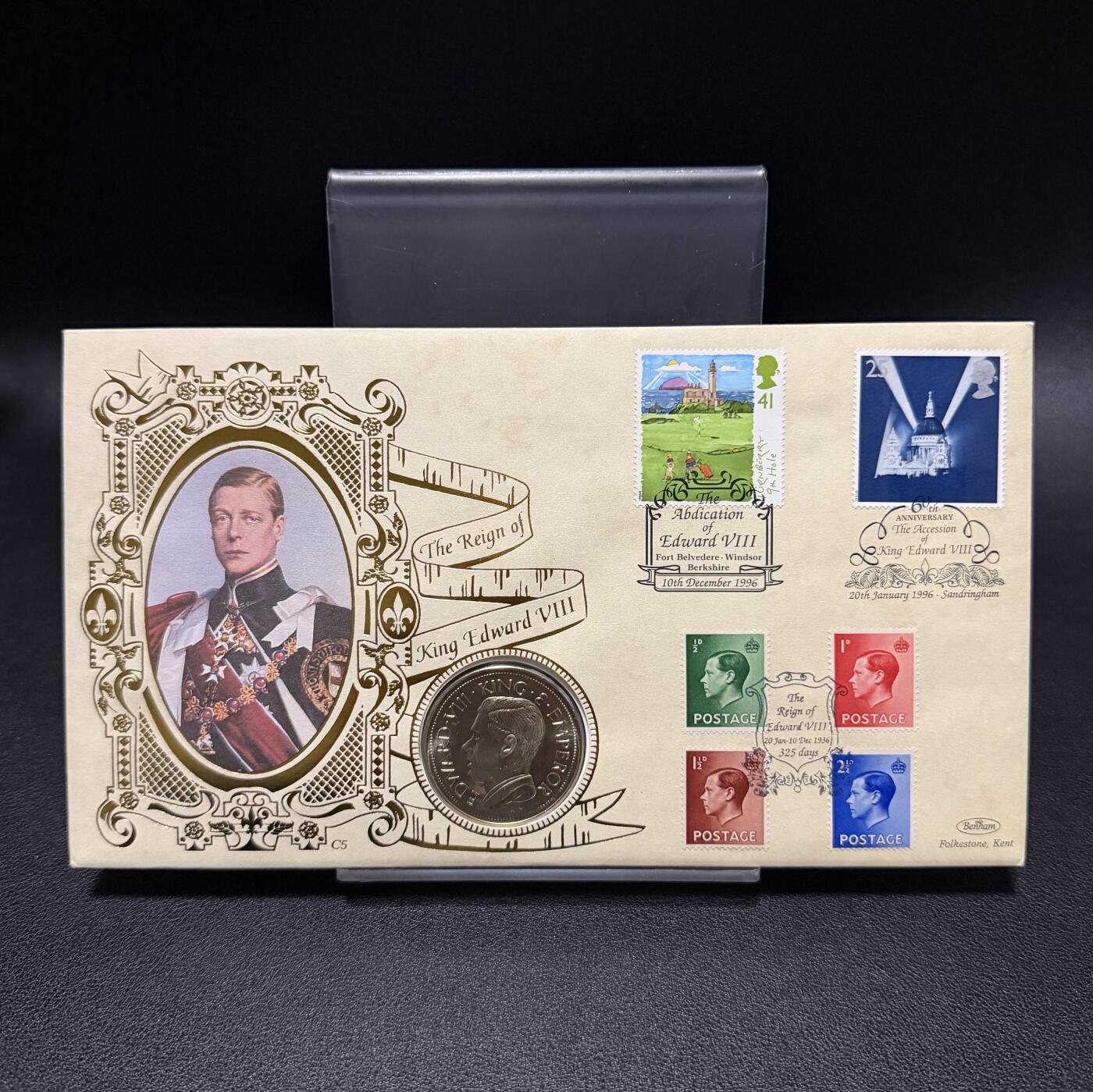 ＜星葵🌻钱币社＞第72期·东奔西走的硬币·3月31日发货 〈邮币封·后铸〉英国1936年爱德华八世马剑屠龙克朗型收藏币