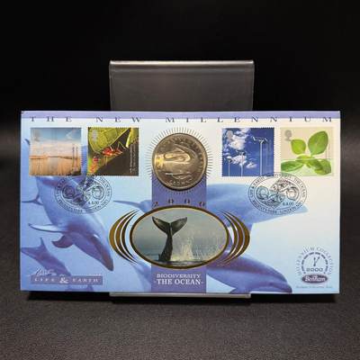 ＜星葵🌻钱币社＞第72期·东奔西走的硬币·3月31日发货 - 〈邮币封〉直布罗陀1995年保护地球·抹香鲸1克朗纪念币