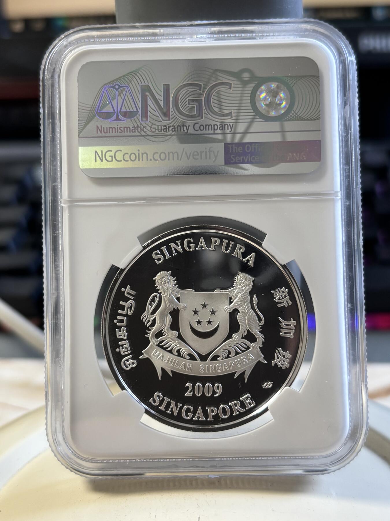 第194期拍卖 新加坡2009年花卉系列彩色20克纪念银币2枚套NGC-PF70-PF69,999银，20克*2