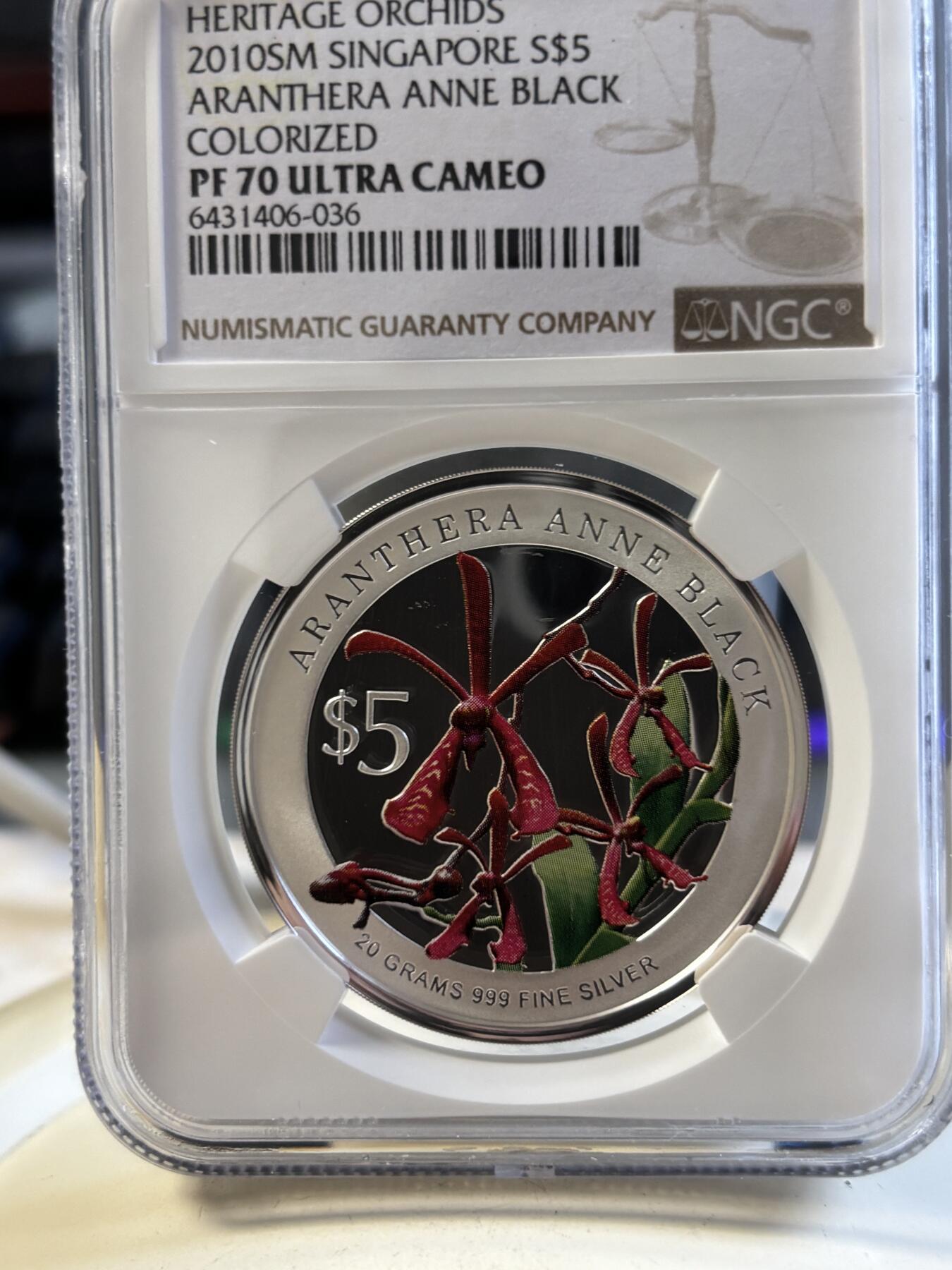 第194期拍卖 新加坡2010年花卉系列彩色20克纪念银币2枚套NGC-PF70,999银，20克*2