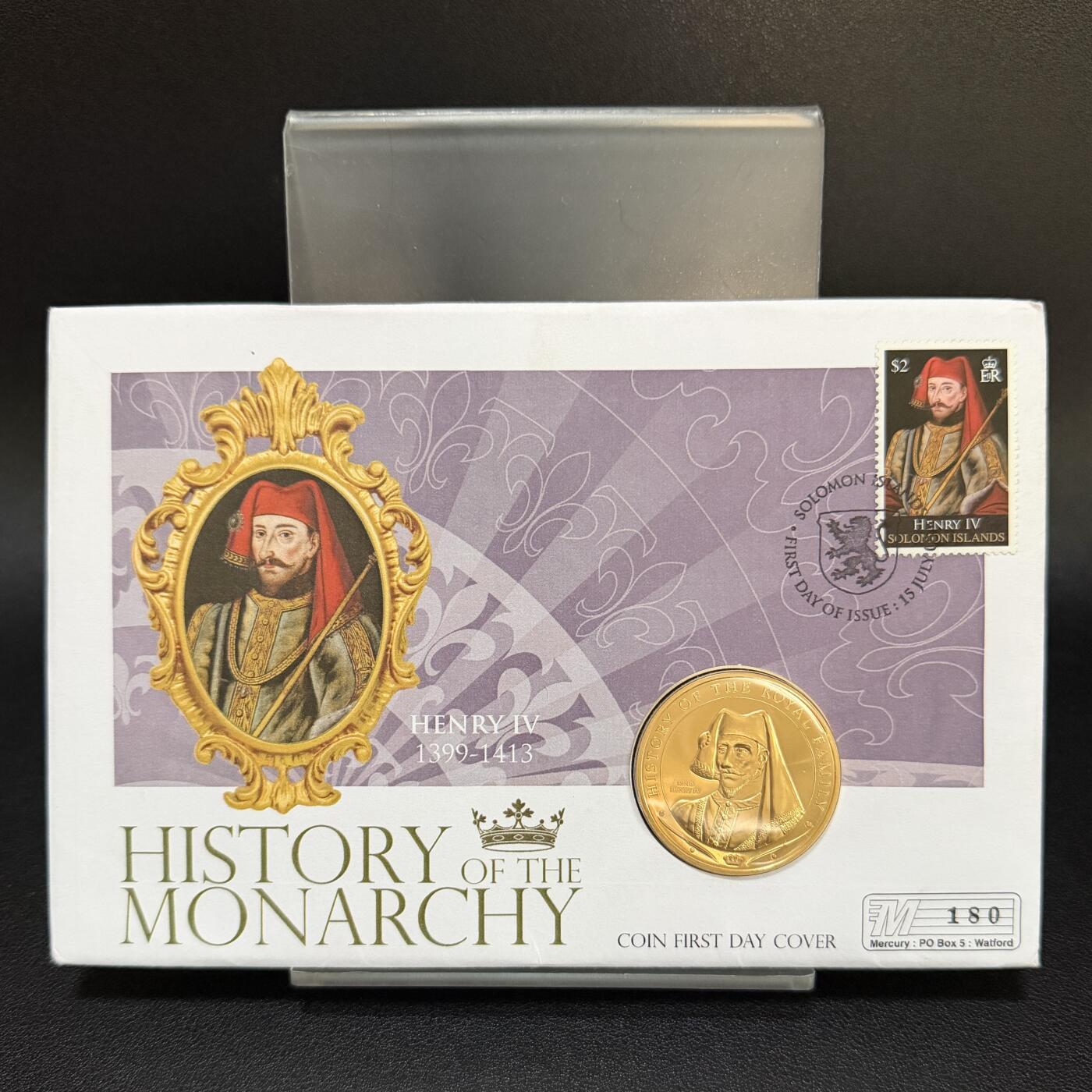 ＜星葵🌻钱币社＞第72期·东奔西走的硬币·3月31日发货 〈邮币封〉库克群岛2008年皇室家族史·亨利四世1元克朗型镀金纪念币