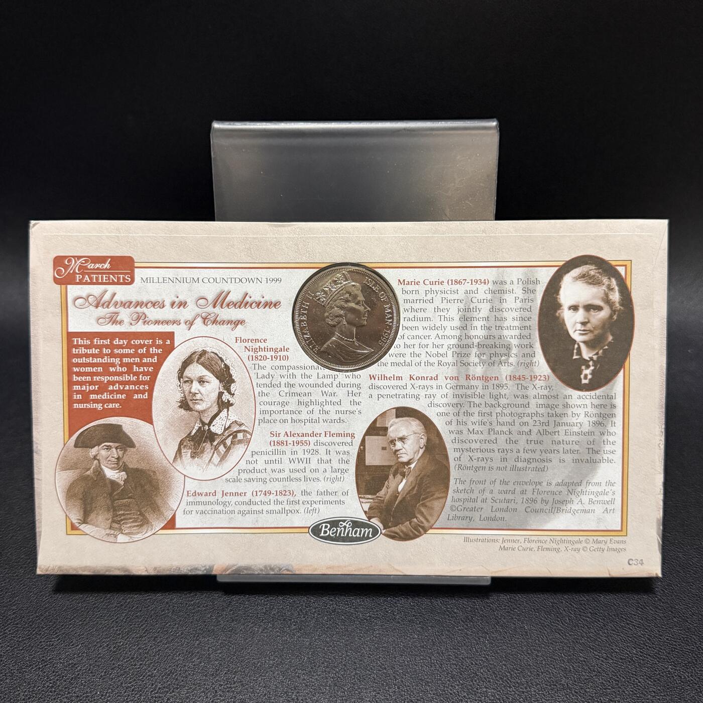 ＜星葵🌻钱币社＞第72期·东奔西走的硬币·3月31日发货 〈邮币封〉马恩岛1995年世界发明·青霉素1克朗纪念币