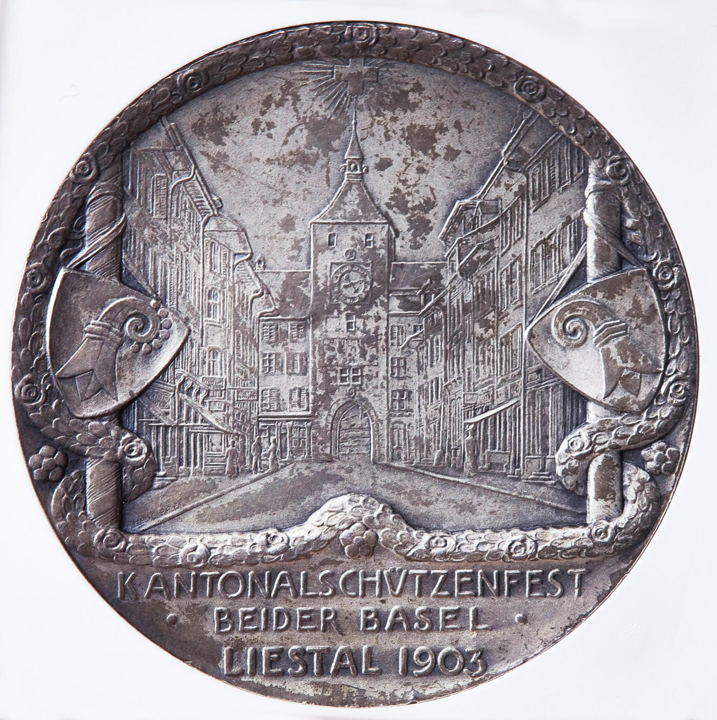 【俄甄集藏】2026年(050)04-01星期三 晚 19:30 全场包邮 瑞士1903年纪念巴塞尔-利斯塔尔射击节大银章，NGC MS62，设计精美，原味酱彩老包浆