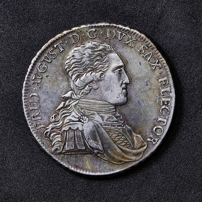 【俄甄集藏】2026年(050)04-01星期三 晚 19:30 全场包邮 - 神圣罗马帝国-德国萨克森1796年弗里德里希·奥古斯特三世1泰勒大银币，直径：40mm，重量：27.9克，原味