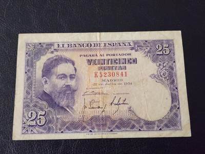3月28号晚上8点 外国纸币自动截拍第47场 - 西班牙25原票美品