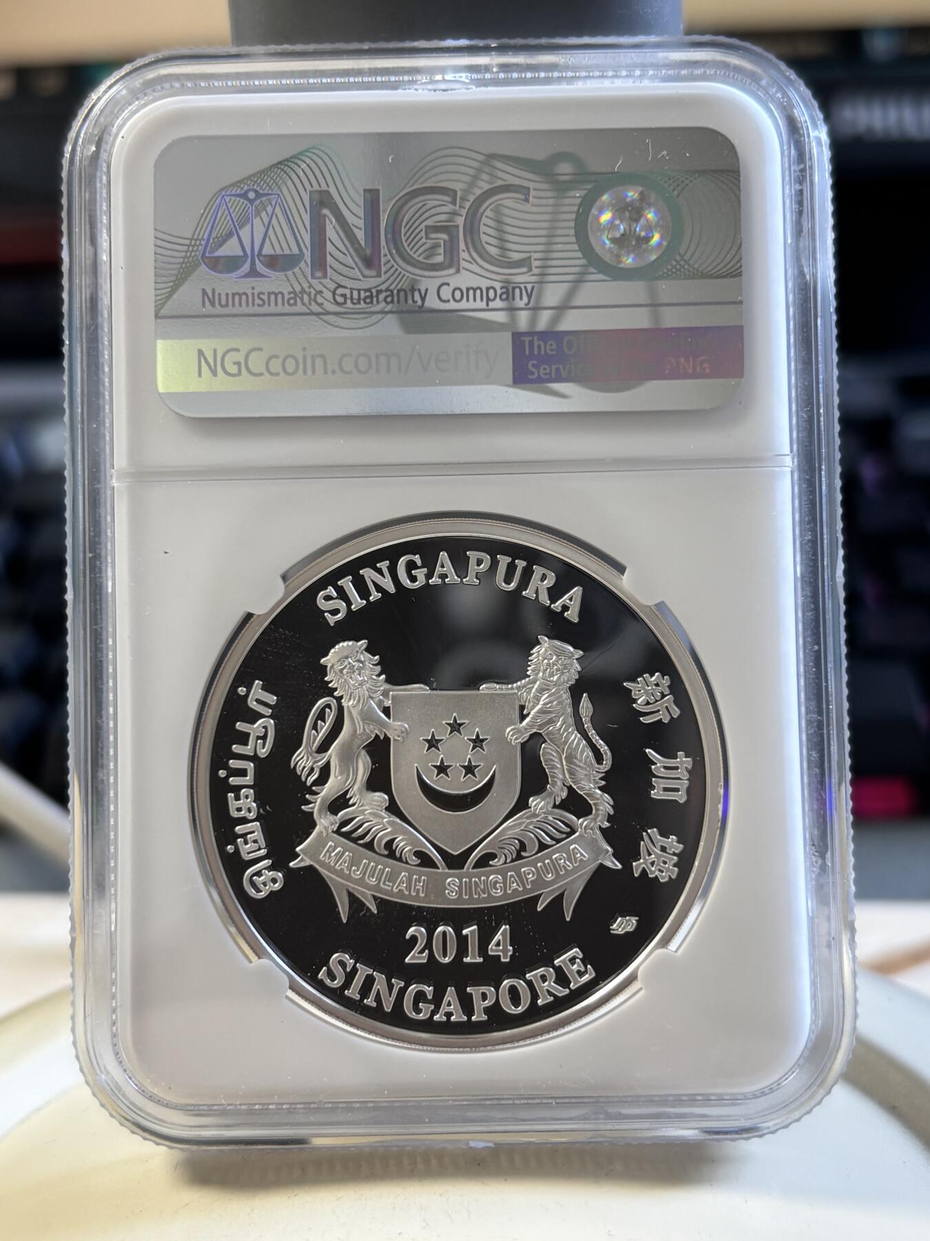 第194期拍卖 新加坡2014年花卉系列彩色1盎司纪念银币2枚套NGC-PF70,999银，1盎司*2