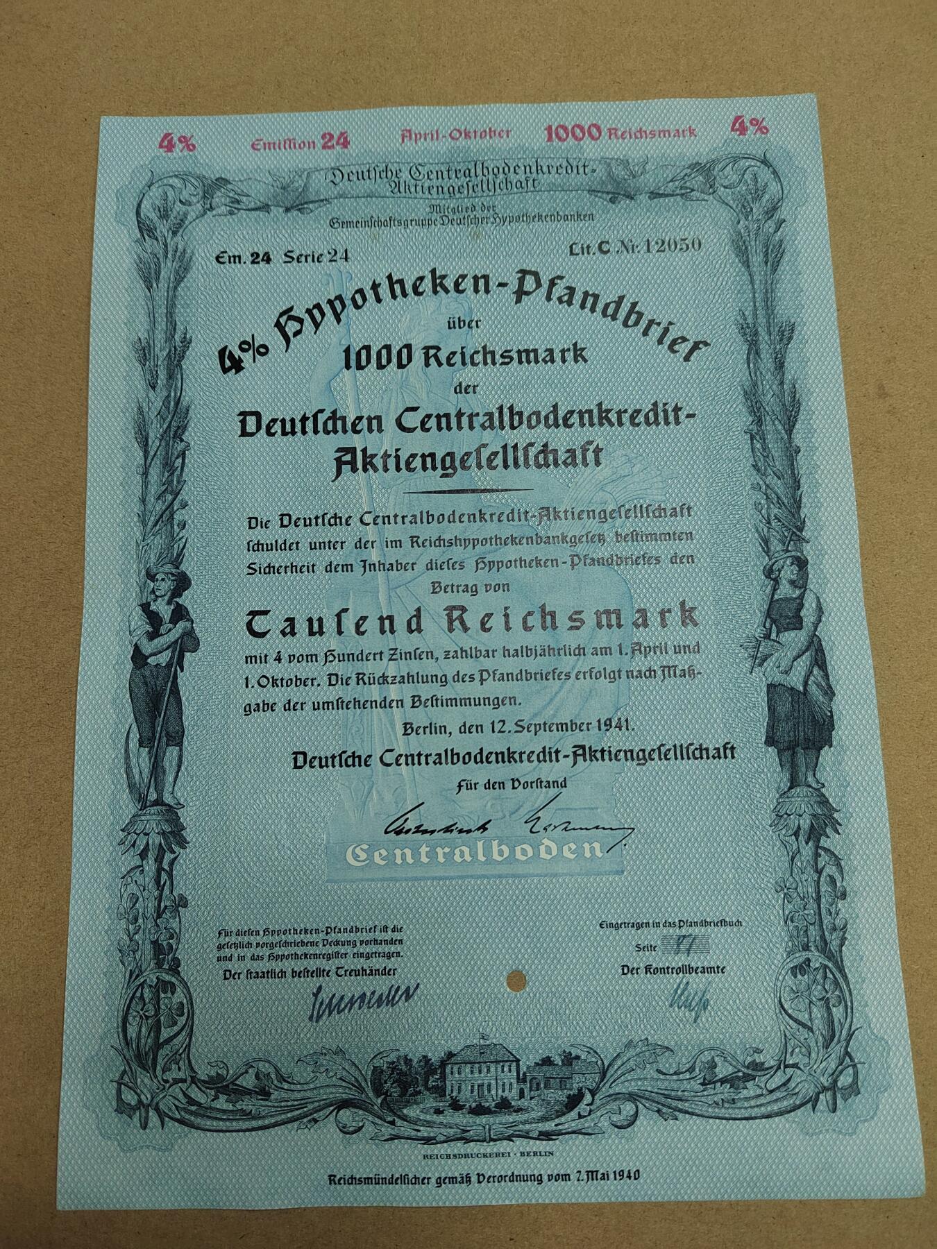 PCAI钱币  28-790 钱币证章邮票小专场 德国早期二战之前的公债或股票