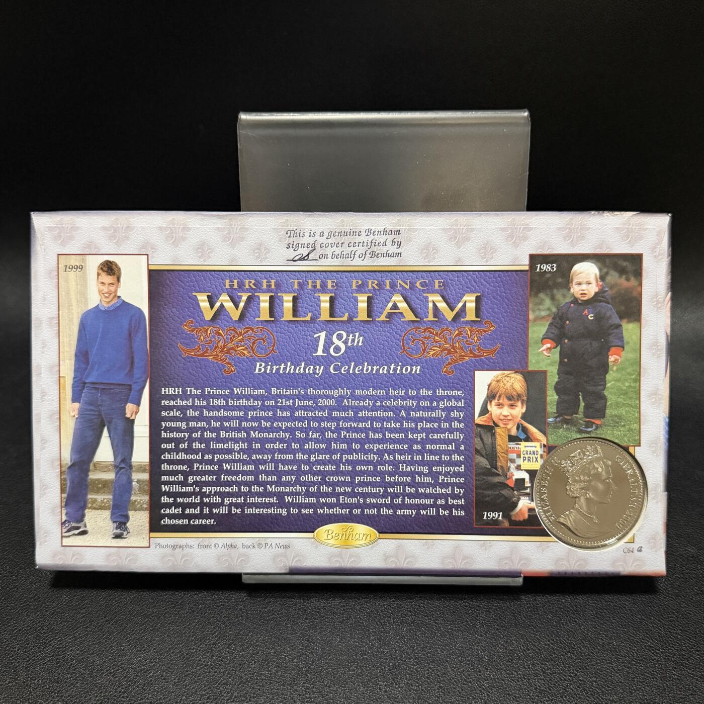 ＜星葵🌻钱币社＞第72期·东奔西走的硬币·3月31日发货 〈邮币封·签名版〉直布罗陀2000年威廉王子18岁生日1克朗纪念币