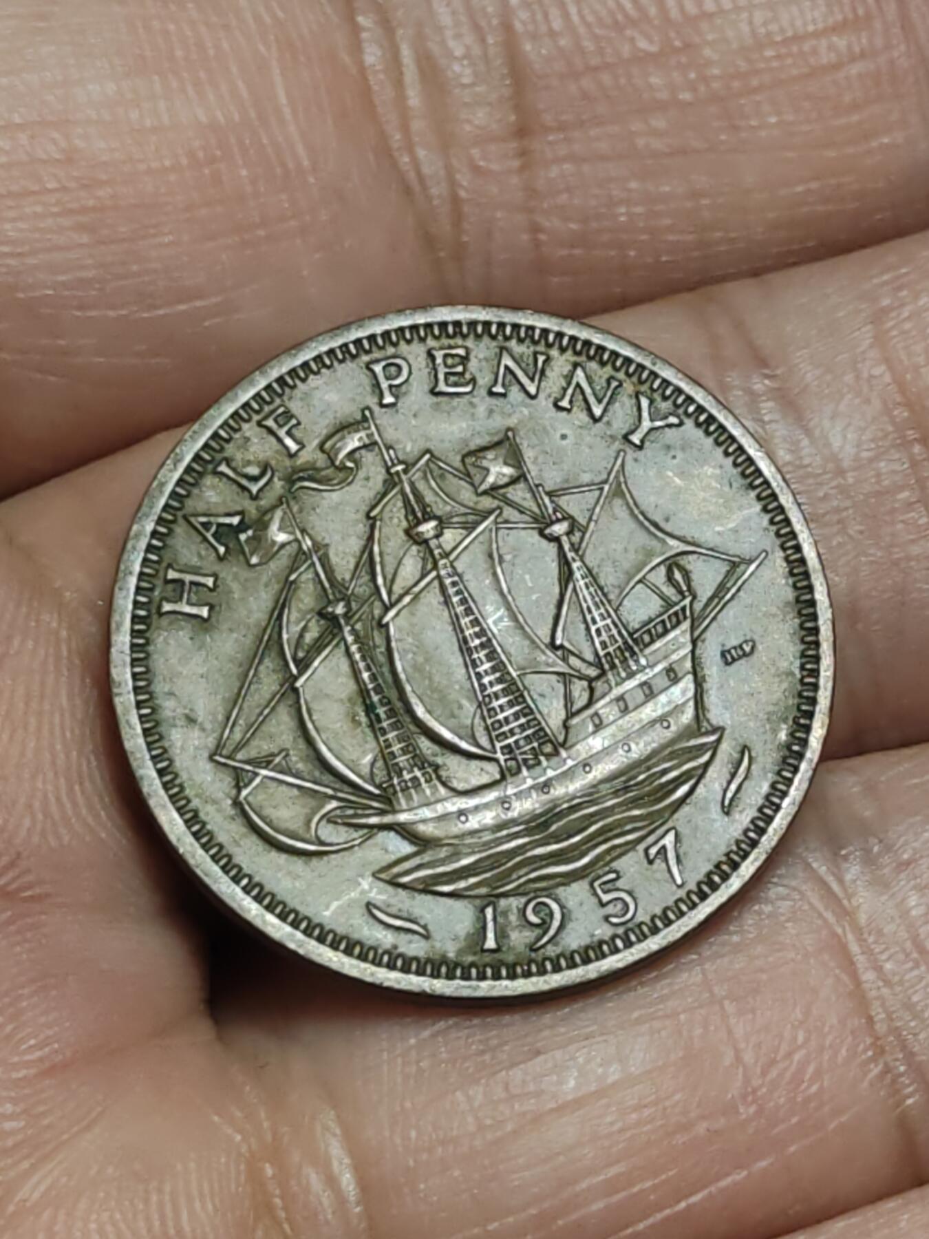 2026年第三十八场(总第二百零七场）外国好品散币场(免佣金) 英国🇬🇧1957年半便士(伊丽莎白二世青年桂冠第二版)