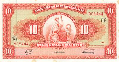 小福收藏拍卖第203期 裸钞场 本期有多张豹子号靓号 仅发行1000枚亚克力砖封蒙古20000图格里克帝国800周年纪念钞 瑞士200法郎 百慕大样钞洋葱冠全套 巴林首版大全套 卡塔尔四张套 越南 保加利亚 马其顿等多国精美纸币 - 秘鲁 1968年 10索尔 豹子号444 有黄 unc