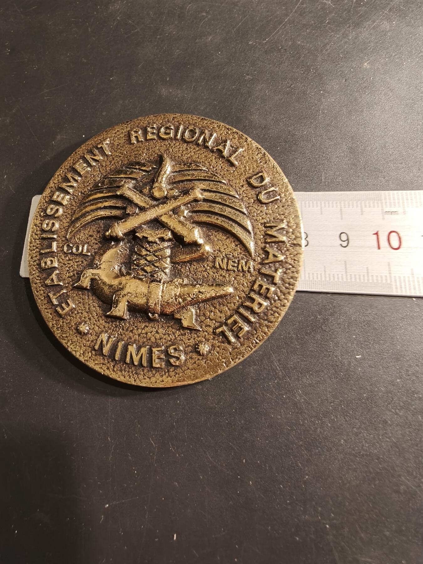 老王徽章第190期 法国尼姆地区后勤维修处纪念章     直径80mm     重量173.6g