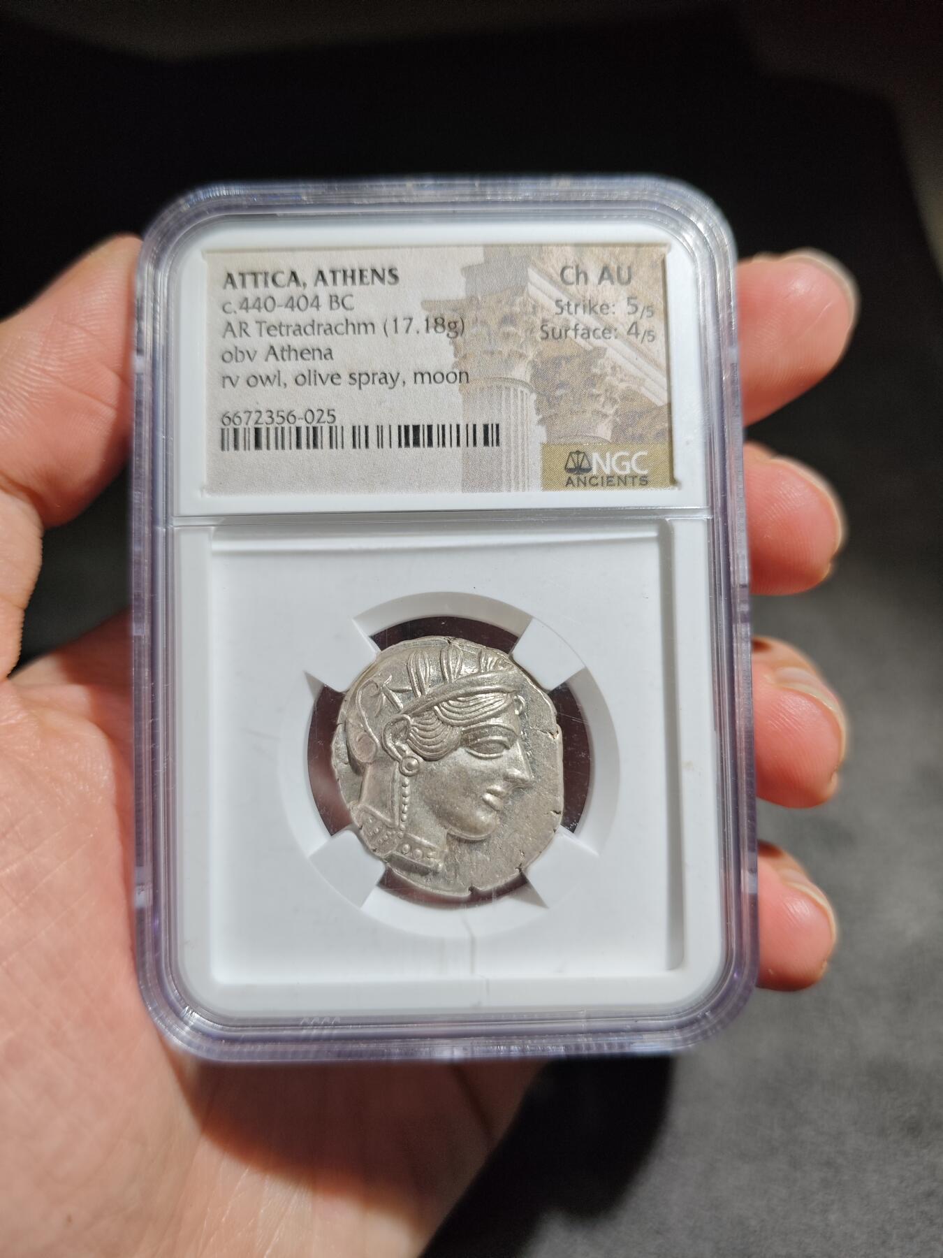 大象古币古希腊古罗马钱币专场首次拍卖1 NGC评级Ch AU高分高浮雕古希腊雅典娜猫头鹰四德拉克马银币麦稀奇古希腊钱币板块重器
