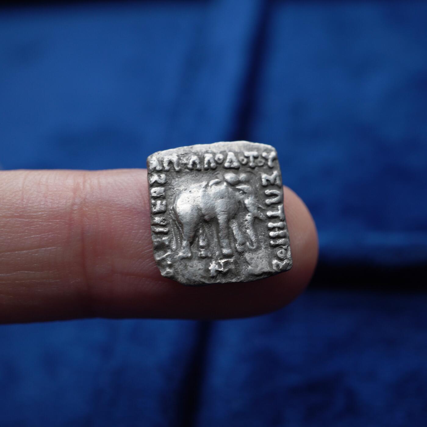 琋语集藏2026年04月欧洲古典打制币拍卖 希腊-印度 巴克特里亚 阿波罗多图斯一世 大象方形银币