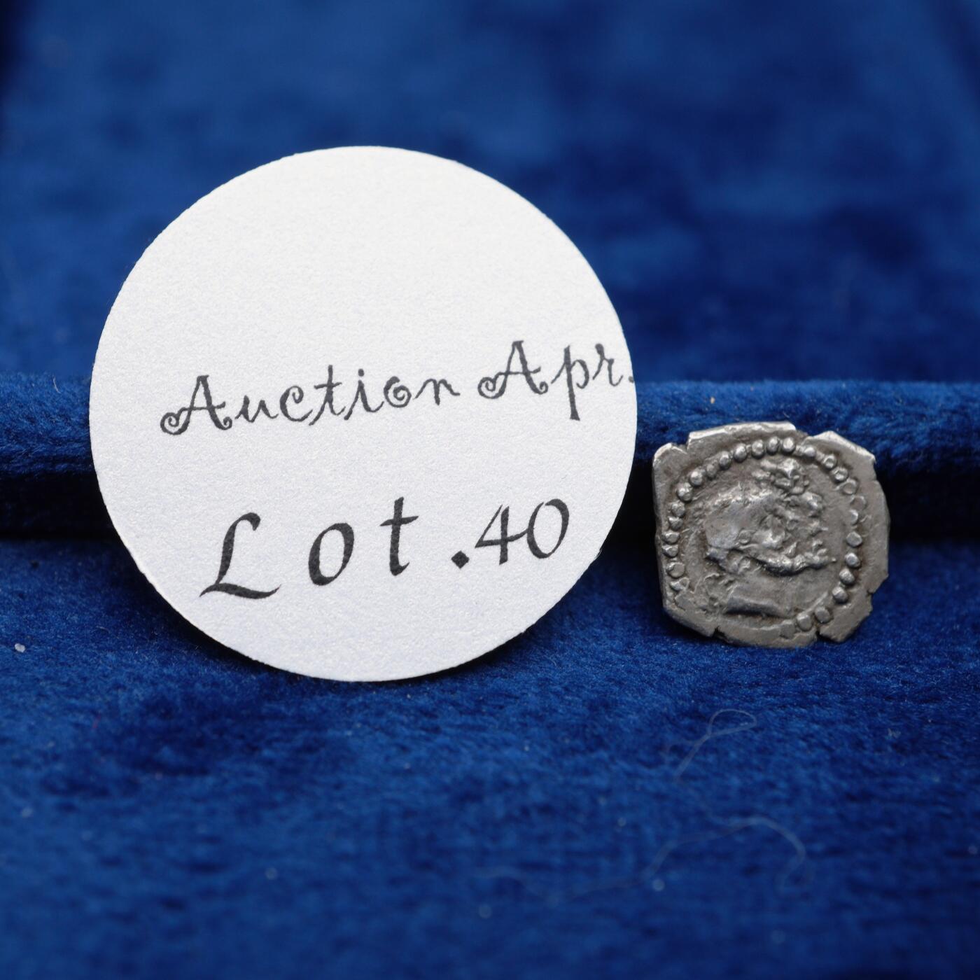 琋语集藏2026年04月欧洲古典打制币拍卖 古希腊拉科尼亚地区-拉兰达城（laranda）狼与双人头像奥波银币