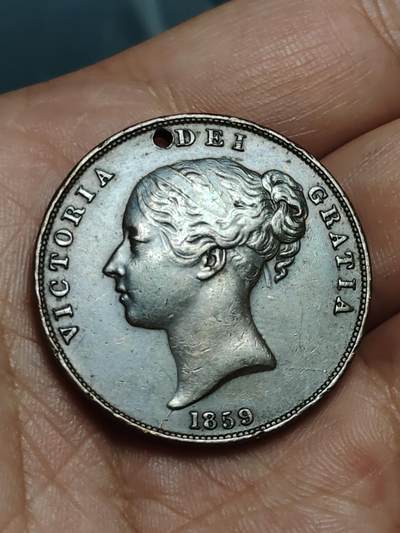 2026年第三十八场(总第二百零七场）外国好品散币场(免佣金) - 打孔好品–英国🇬🇧1859年1便士大铜币(维多利亚女王青年头像)