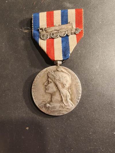 老王徽章第190期 - 法国银级铁路服务奖章     罗蒂版本     1928年实发