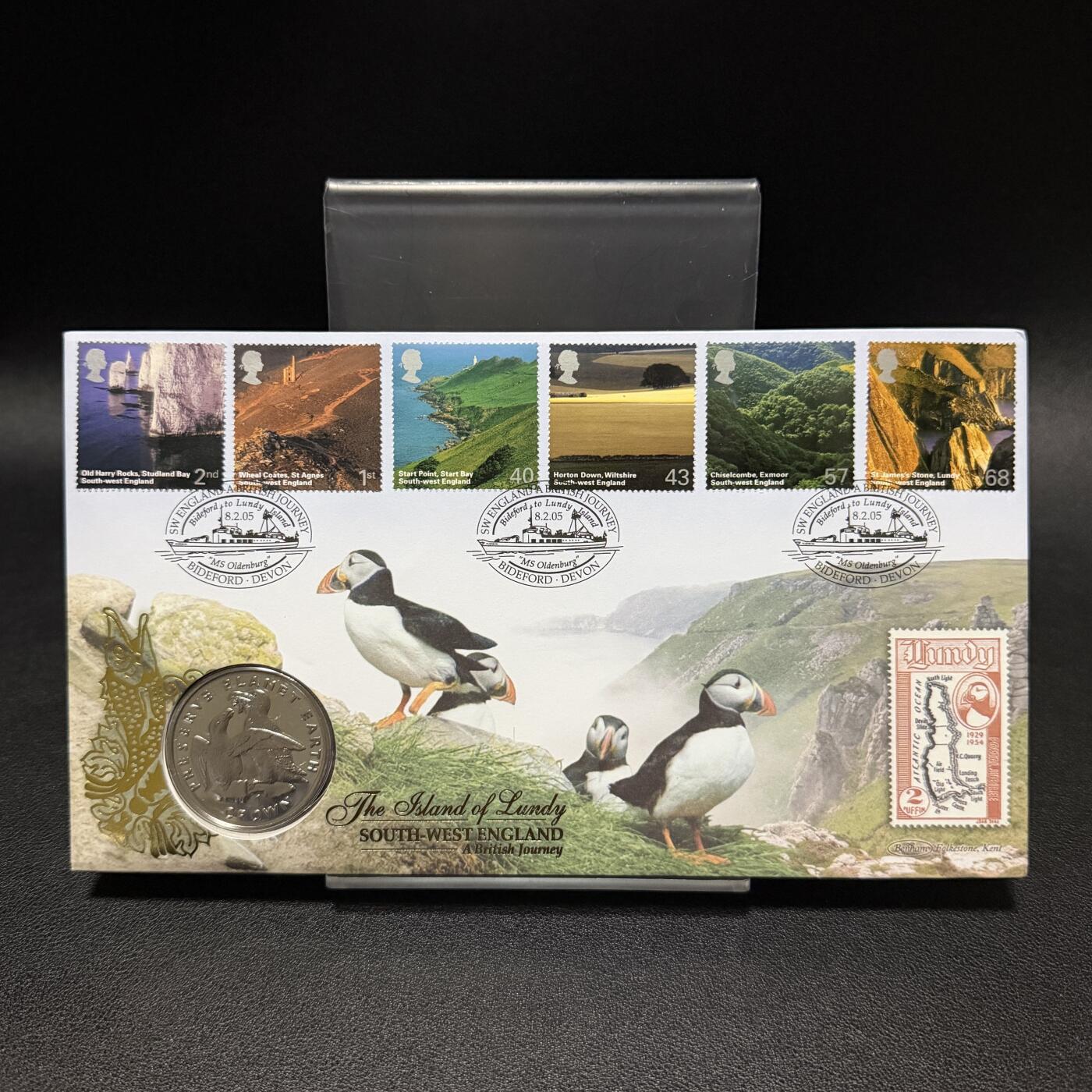 ＜星葵🌻钱币社＞第72期·东奔西走的硬币·3月31日发货 〈邮币封〉马恩岛1996年保护地球·刀嘴海雀1克朗纪念币