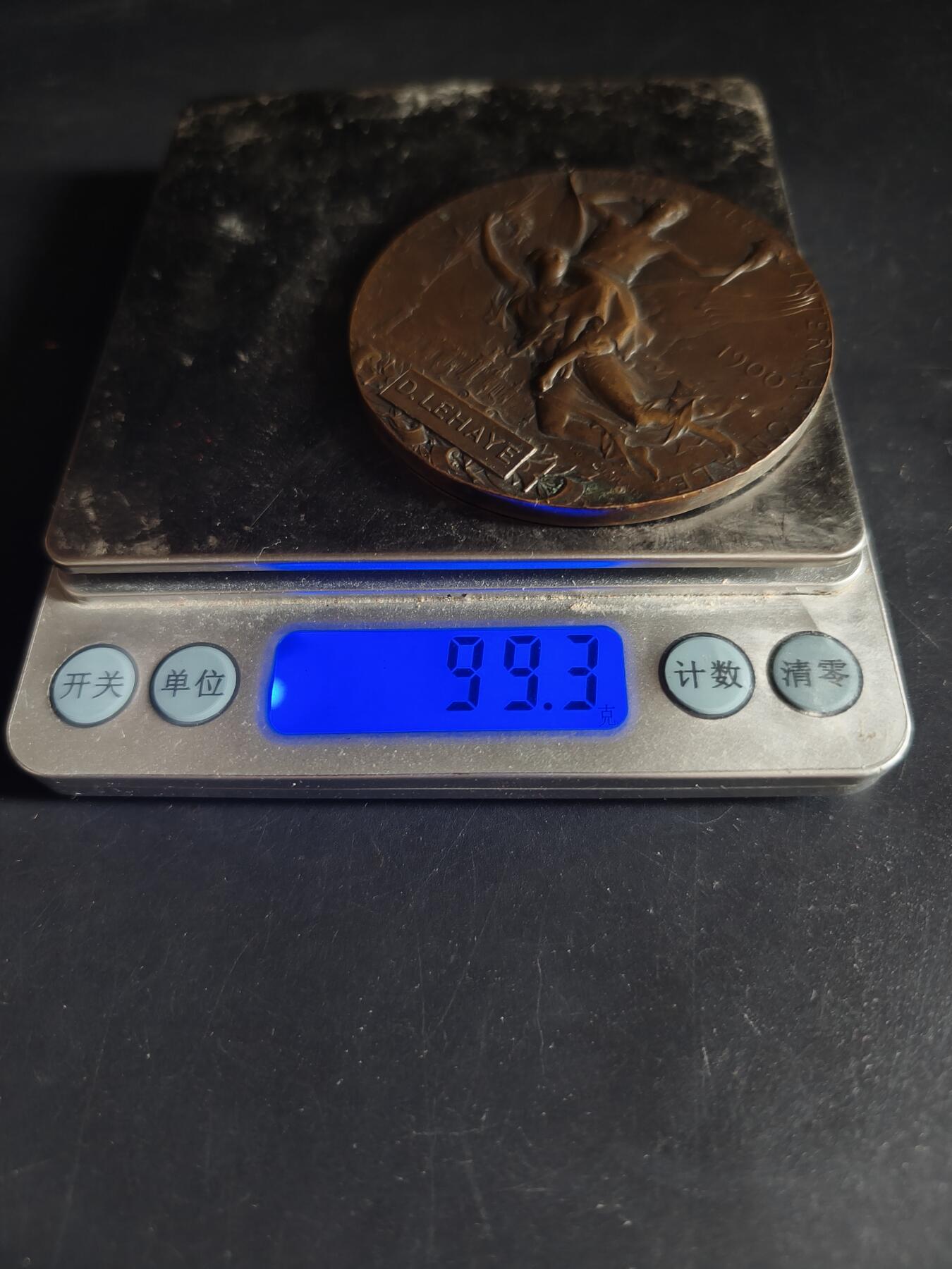 老王徽章第190期 法国1900巴黎国际博览会大铜章    大师夏普兰作品     直径64mm     重量99.3g