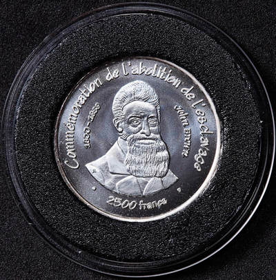【俄甄集藏】2026年(050)04-01星期三 晚 19:30 全场包邮 - 尼日尔2007年约翰·布朗头像像纪念废除黑奴200周年2500法郎银质样币，重7.8克，999银，发行量850枚