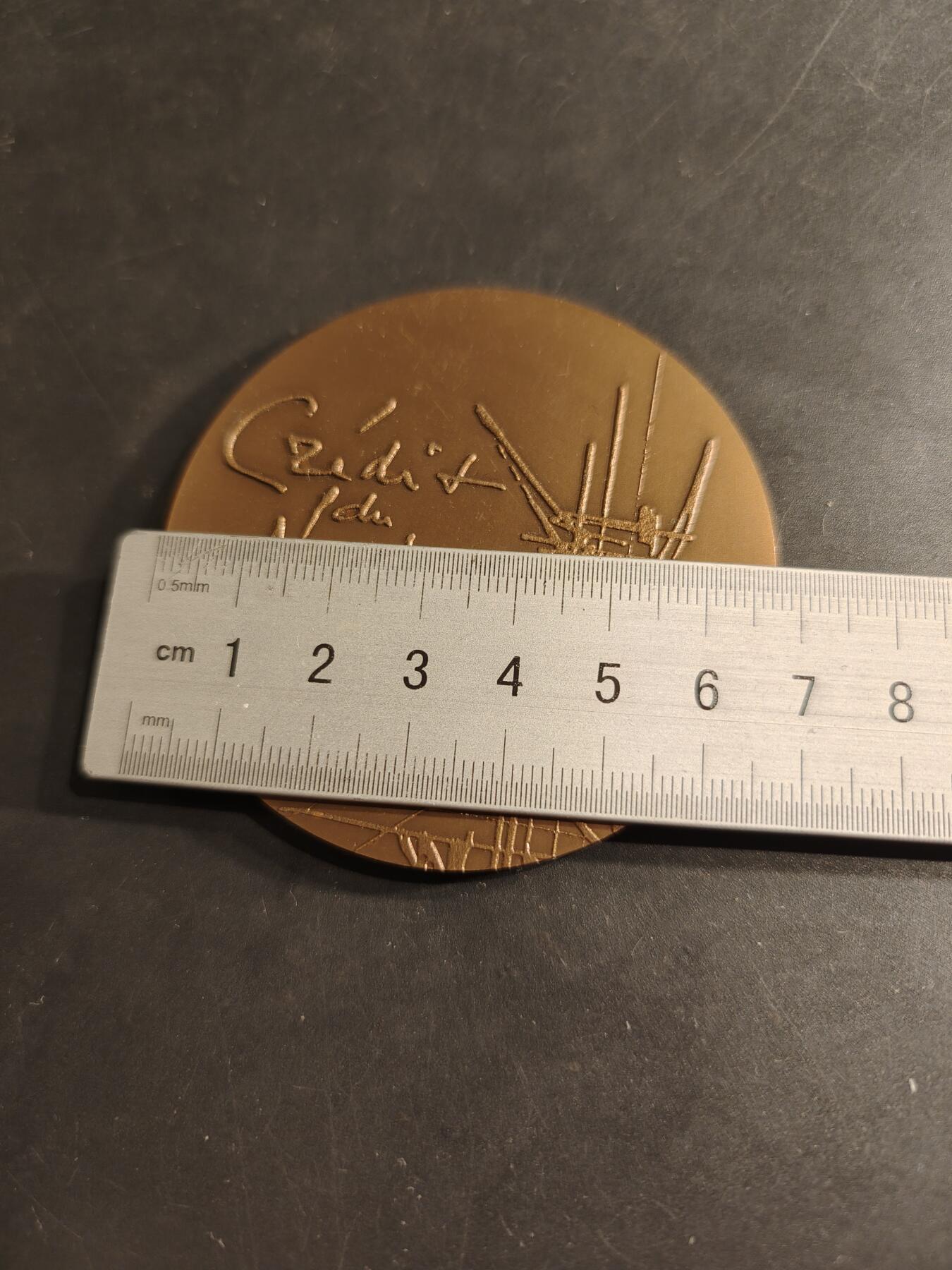 老王徽章第190期 法国北方信贷银行大铜章     乔治马修作品    抽象主义风格    直径68mm      重量128.3g