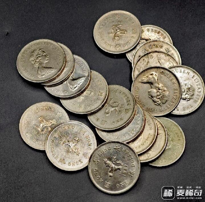 香港1978、80、87年1元硬币18枚一组