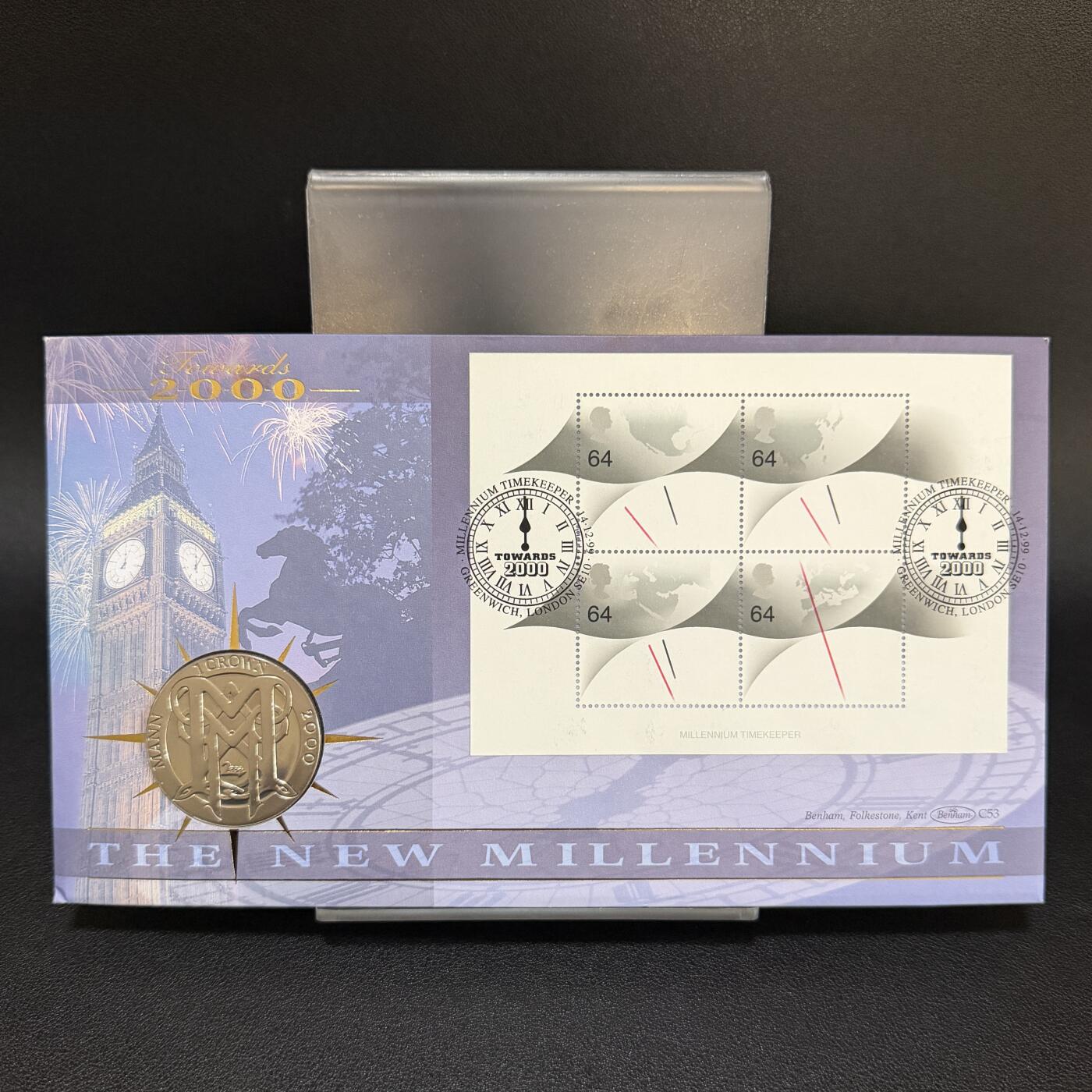 ＜星葵🌻钱币社＞第72期·东奔西走的硬币·3月31日发货 〈邮币封〉马恩岛2000年千禧年1克朗纪念币