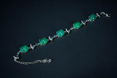 上海都达杂项专场102【全场包邮】  天然绿玛瑙 蛋面手链94-156