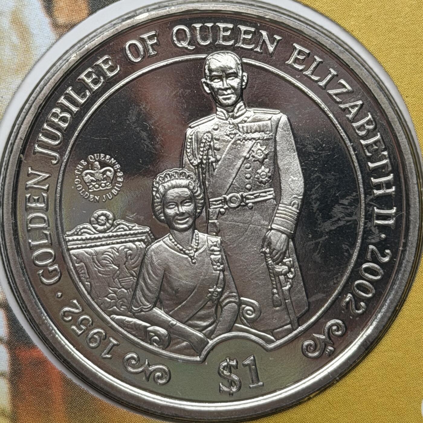 ＜星葵🌻钱币社＞第72期·东奔西走的硬币·3月31日发货 〈邮币封〉塞拉利昂2002年女王登基50周年1元克朗型纪念币