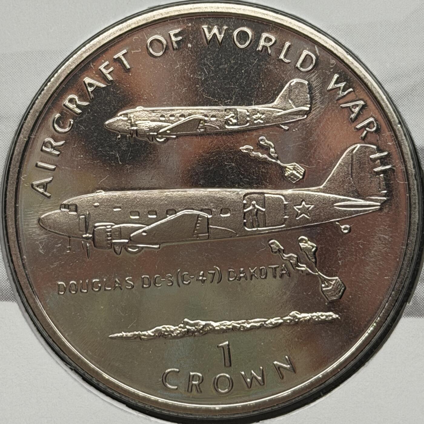 ＜星葵🌻钱币社＞第72期·东奔西走的硬币·3月31日发货 〈邮币封〉马恩岛1995年二战飞机·道格拉斯（C-47）达科他1克朗纪念币