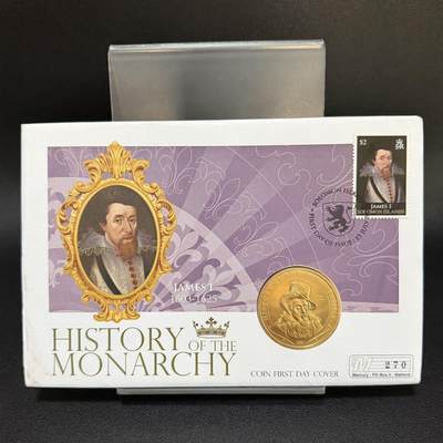 ＜星葵🌻钱币社＞第72期·东奔西走的硬币·3月31日发货 - 〈邮币封〉库克群岛2008年皇室家族史·詹姆斯一世1元克朗型镀金纪念币