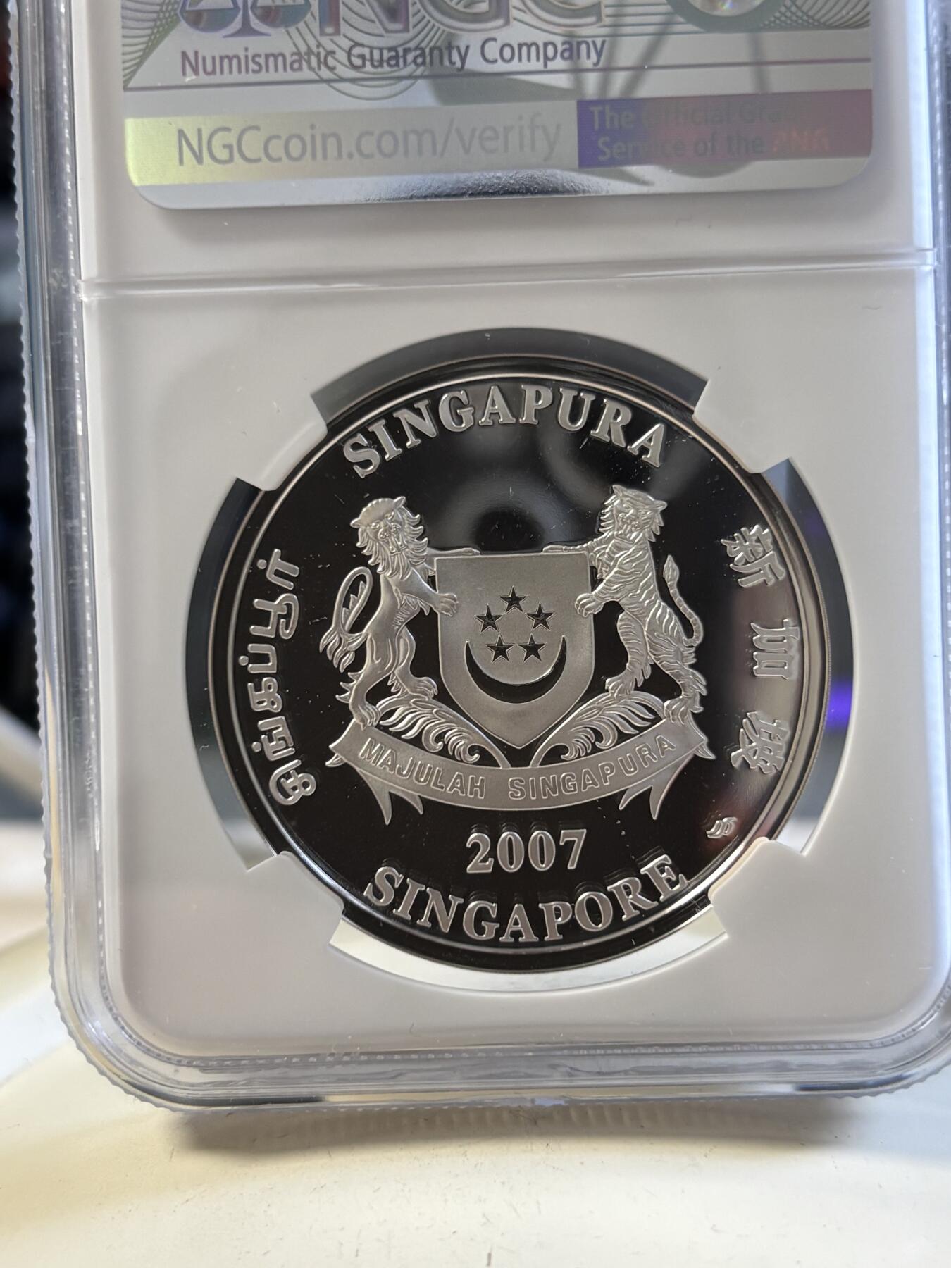 第194期拍卖 新加坡2007年花卉系列彩色20克纪念银币2枚套NGC-PF70-PF69,999银，20克*2