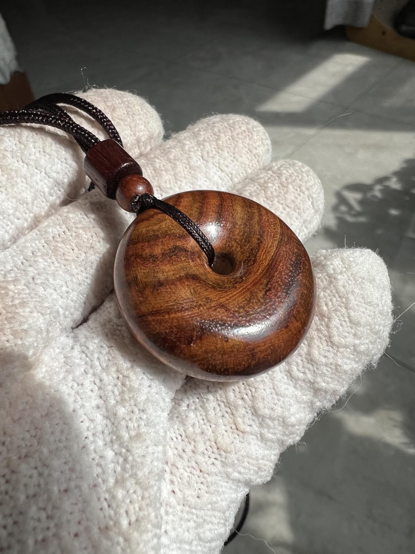 零元拍：虎皮纹海南黄花梨平安扣：32/12MM