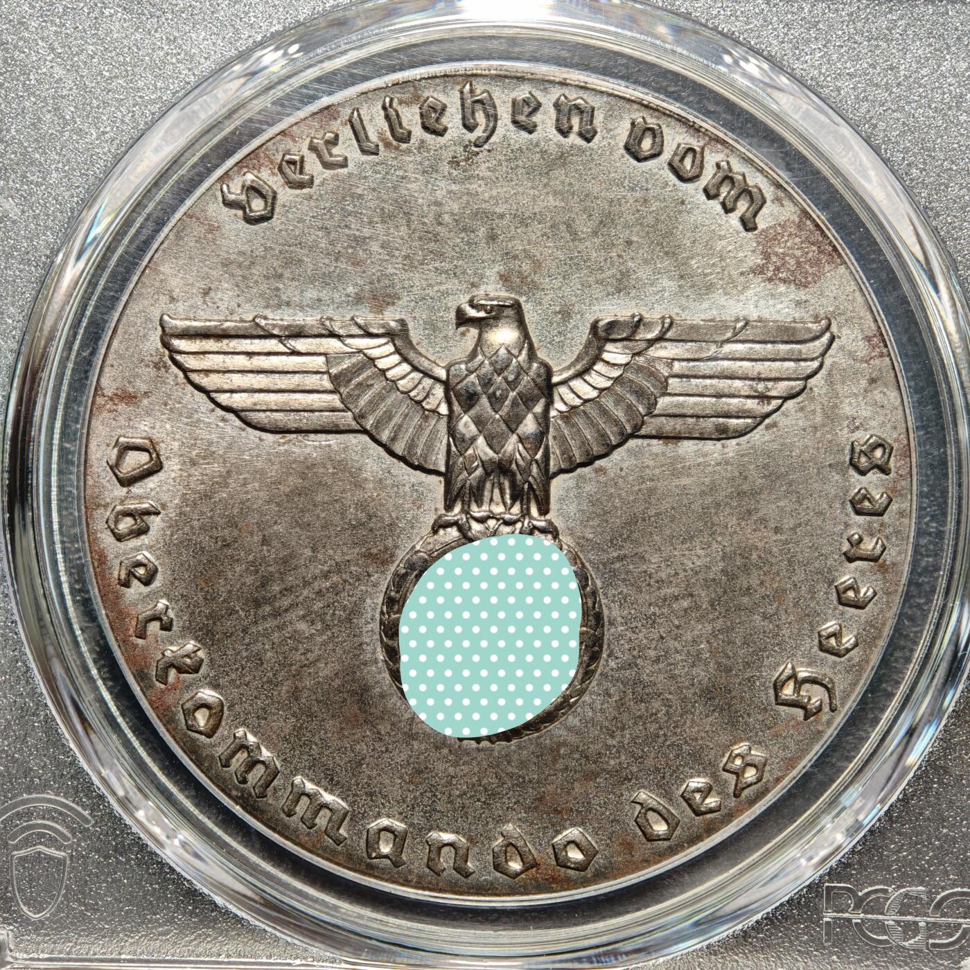 【德藏】世界币章拍卖第169期（拍品征集中~欢迎藏友联系） 罕见品种！1933-45年 德国民族社会主义工人党陆军最高司令部犬类服务奖章纪念铁章 PCGS SP64 （原图请查询PCGS评级官网）