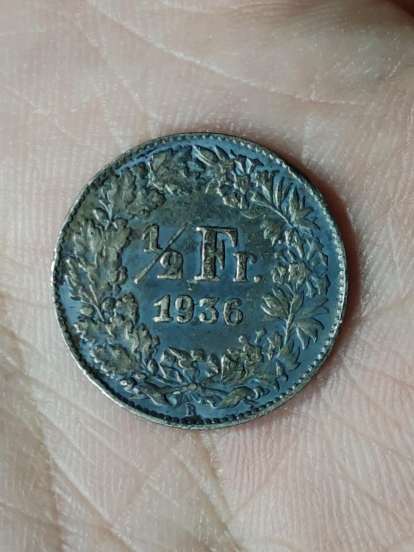 2026年第三十八场(总第二百零七场）外国好品散币场(免佣金) 瑞士🇨🇭1936年1/2法郎银币(第二版，B标伯尔尼造，835高银)