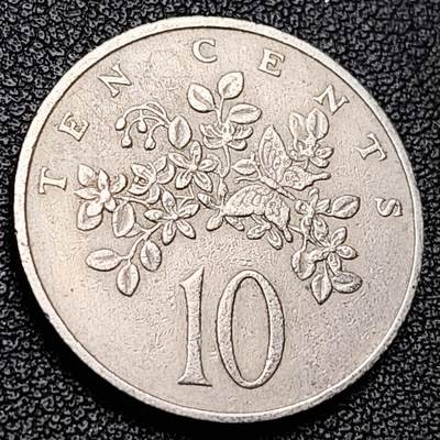 泉币菌-第217场-拍品多 请提前出价 - 蝴蝶 鲜花 牙买加1969年10分銅镍硬币 23.6毫米 5.75克