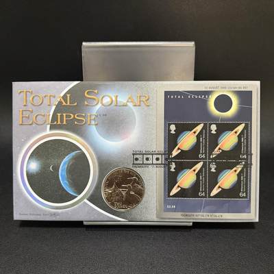 ＜星葵🌻钱币社＞第72期·东奔西走的硬币·3月31日发货 - 〈邮币封〉奥尔德尼岛1999年日全食2镑克朗型纪念币