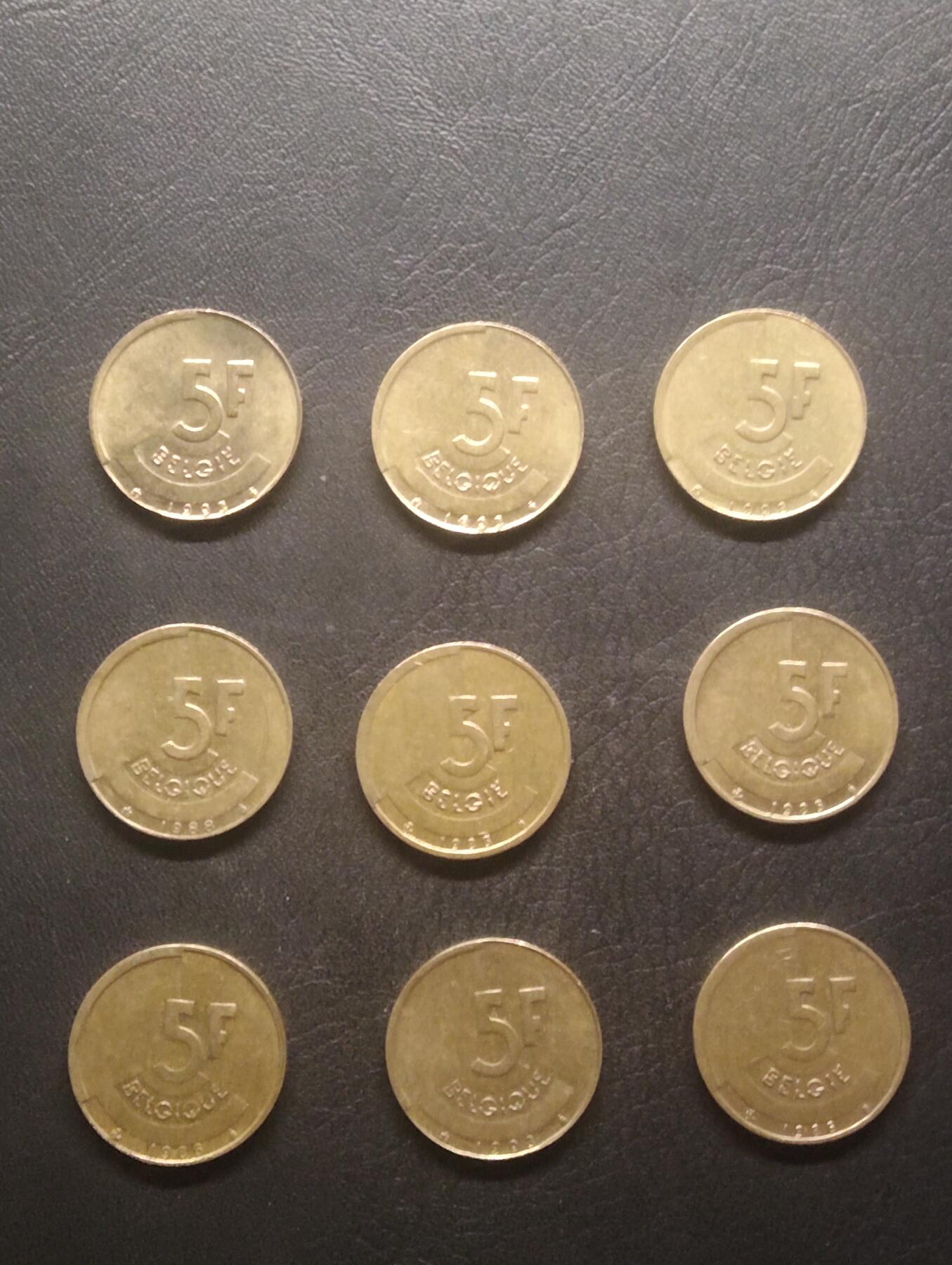 荟藏特别场次第十三期——“社长的硬币堆 精品场次” 比利时5法郎批量九个