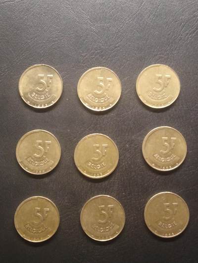 荟藏特别场次第十三期——“社长的硬币堆 精品场次” - 比利时5法郎批量九个