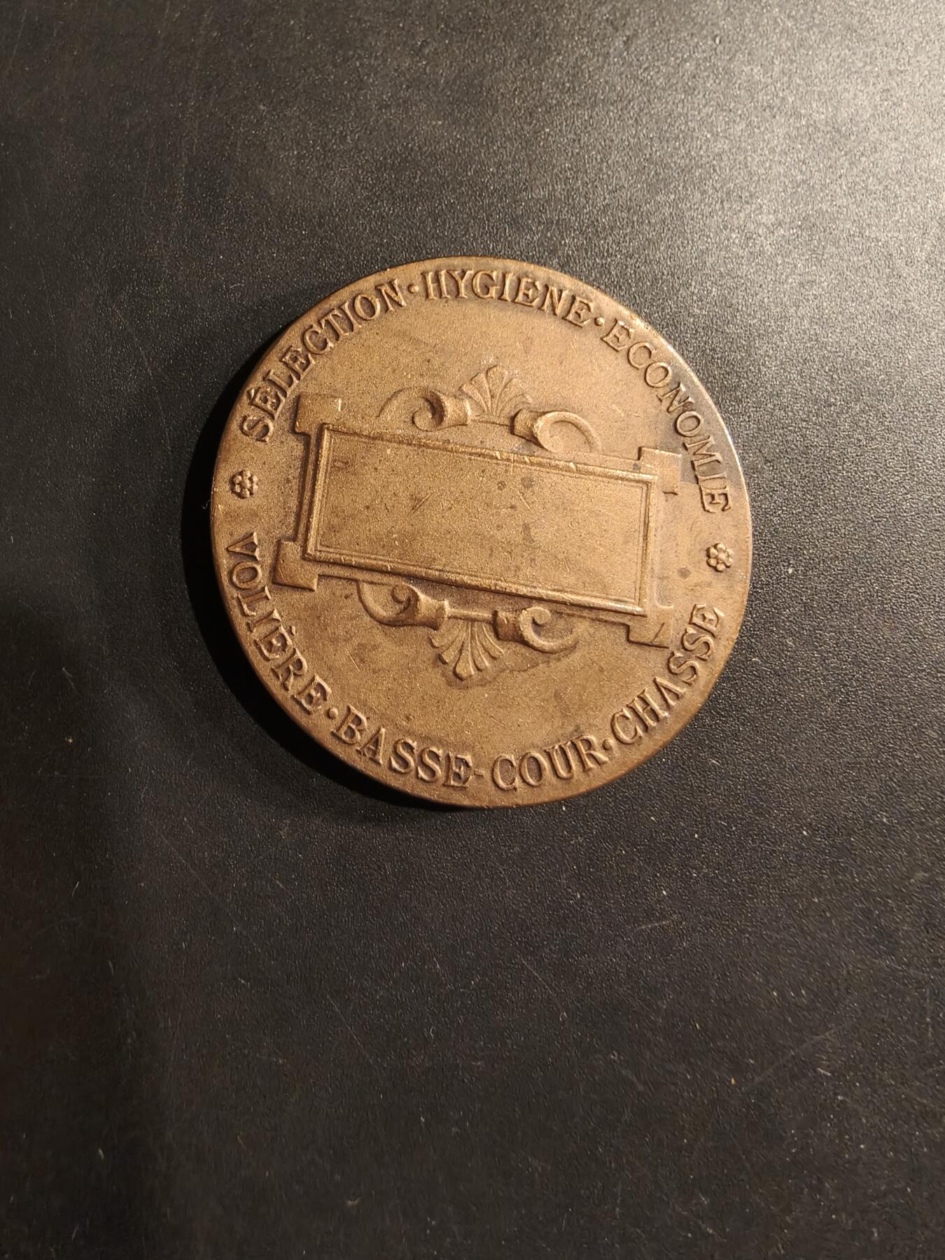 老王徽章第190期 法国中央鸟类饲养协会大铜章     直径36mm    重量23.8g